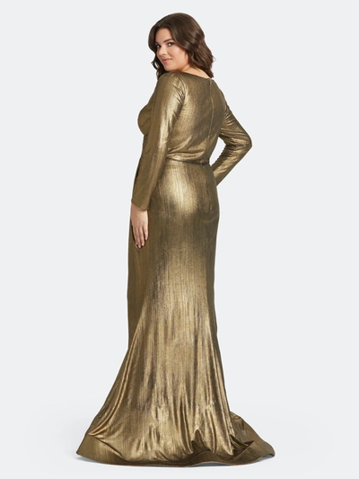 Shop Mac Duggal Chic Metallic Evening Gown In Bronze
