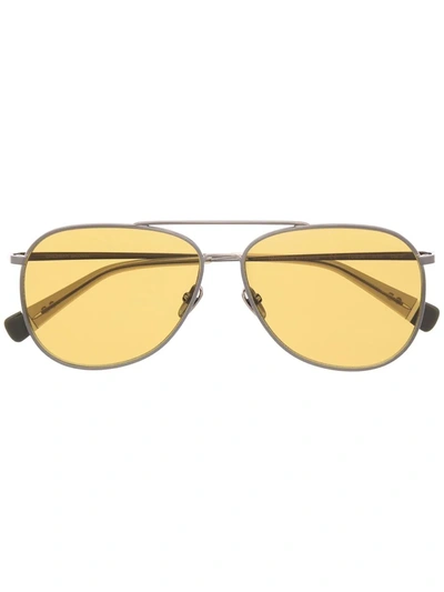 Shop Orlebar Brown Pilot Frame Sunglasses In Silver