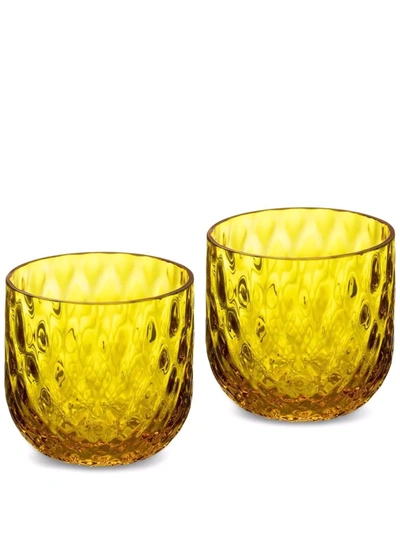 Shop Dolce & Gabbana Hand-blown Murano Shot Glasses (set Of 2) In Yellow