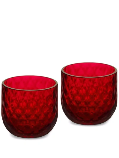 Shop Dolce & Gabbana Hand-blown Murano Shot Glasses (set Of 2) In Red