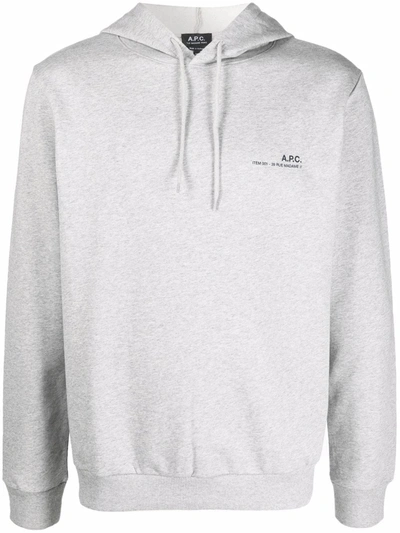 Shop Apc Logo-print Cotton Hoodie In Grey