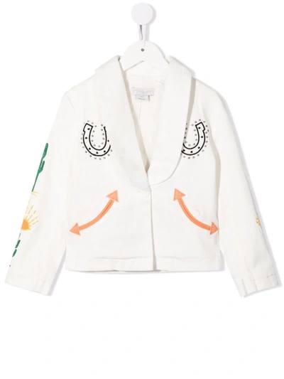 Shop Stella Mccartney Embroidered-detail Fringe Blazer In White