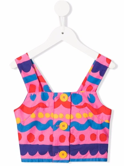 Shop Stella Mccartney Abstract Print Crop-top In Pink