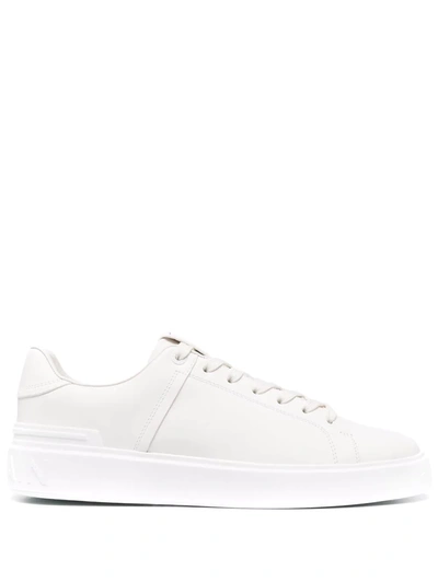 Shop Balmain Lace-up Low-top Sneakers In White
