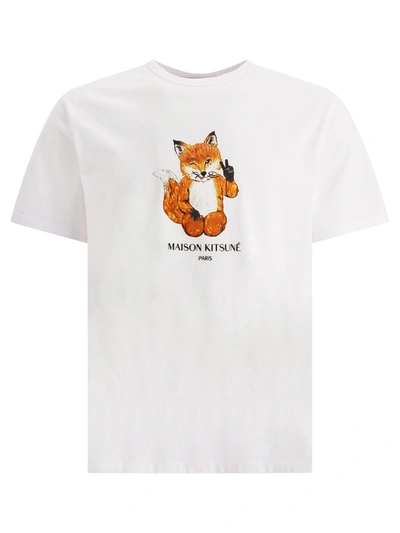Shop Maison Kitsuné "all Right Fox" T-shirt In White