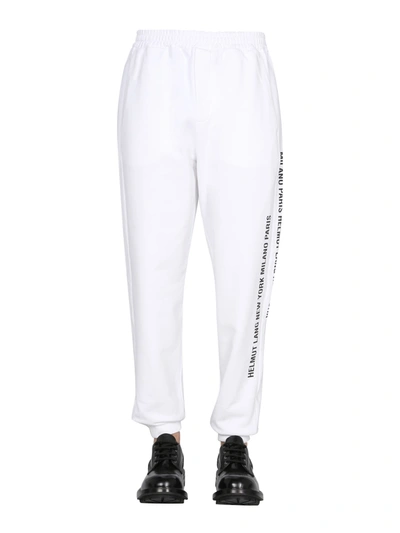 Shop Helmut Lang Jogging Pants With Logo Box In White