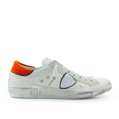 Shop Philippe Model Prsx White Orange Sneaker In Bianco