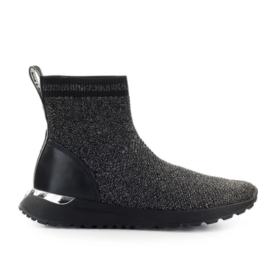 Shop Michael Kors Bodie Black Silver Sock Sneaker In Black / Silver