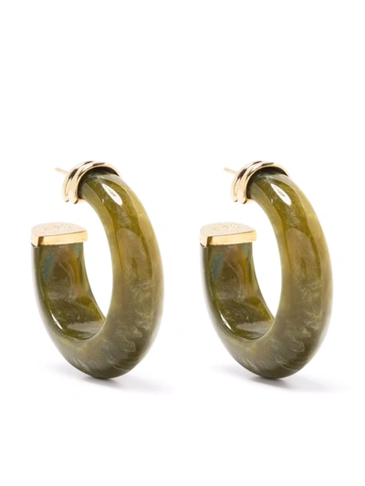 Shop Gas Bijoux Abalone Hoop Earrings In Green