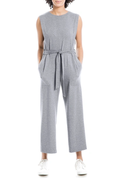 Shop Max Studio French Terry Waist Tie Jumpsuit In Heather Charcoal