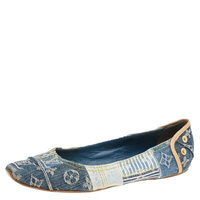 Pre-owned Louis Vuitton Blue Monogram Denim Ballet Flats Size 37