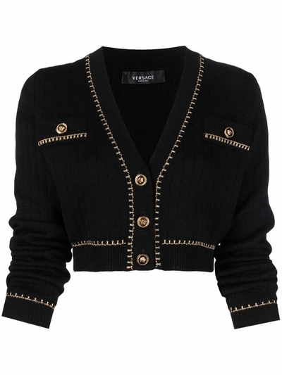 Shop Versace Women's Black Wool Cardigan