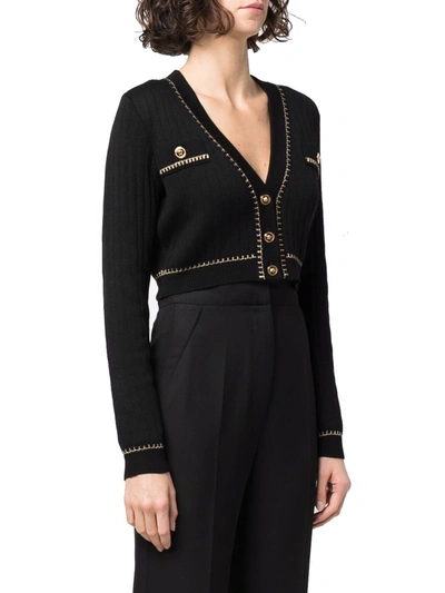 Shop Versace Women's Black Wool Cardigan