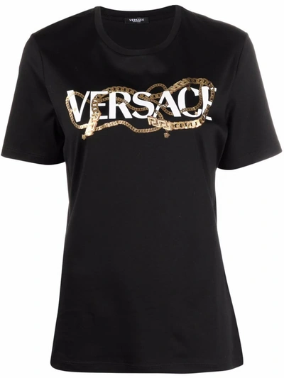 Shop Versace Women's Black Cotton T-shirt