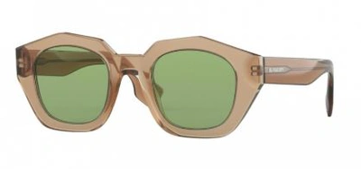 Shop Burberry Dark Green Geometric Ladies Sunglasses Be4288 35042 46 In Brown,green