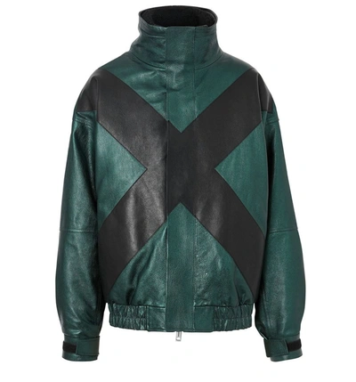 Burberry Mens Metallic Green Detachable Warmer Metallic Leather Jacket,  Brand Size 46 (us Size 36) In Green,silver Tone | ModeSens