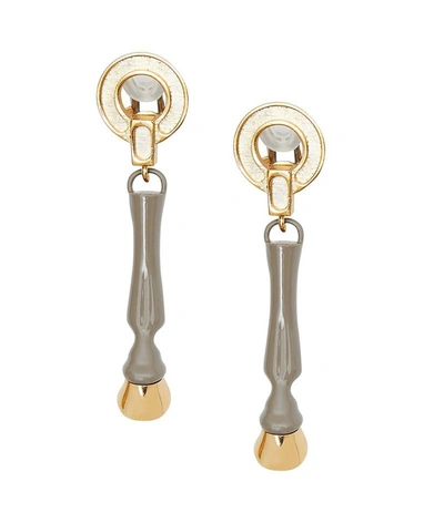 Shop Burberry Ladies Gold-plated And Resin Hoof Drop Earrings In Honey/light Gold