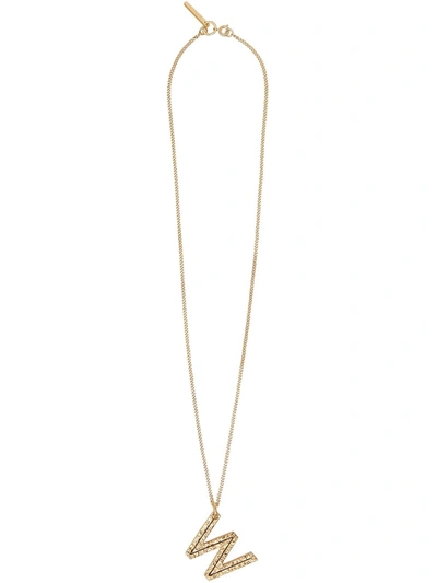 Shop Burberry Alphabet W Charm Gold-plated Necklace In Light Gold