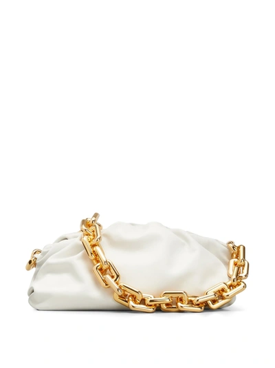Shop Bottega Veneta Chain Pouch Bag In White