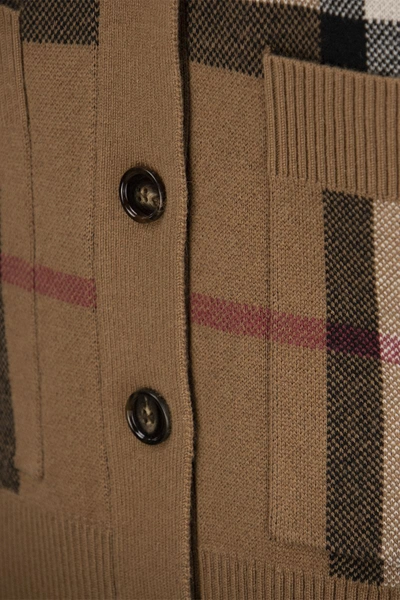 Shop Burberry Willah - Wool And Cashmere Cardigan With Jacquard Tartan Pattern In Birch Brown
