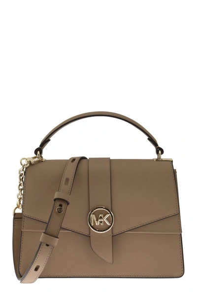 Shop Michael Kors Satchel - Saffiano Leather Handbag In Camel