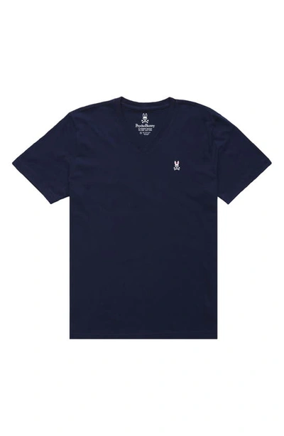 Shop Psycho Bunny V-neck T-shirt In Navy
