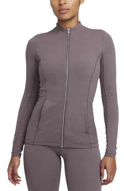 Shop Nike Yoga Luxe Dri-fit Full Zip Jacket In Violet Ore/ Purple Smoke