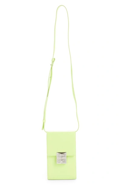 Shop Givenchy Mini 4g Leather Crossbody Bag In Fluo Yellow