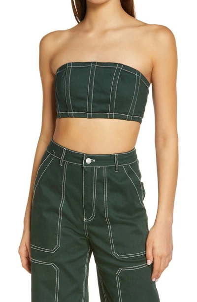 Shop By.dyln Cooper Denim Tube Top In Green