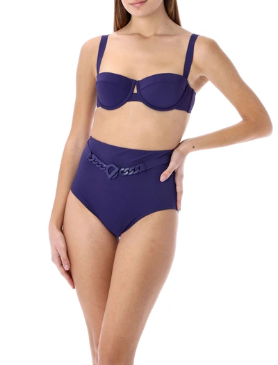 Shop Zimmermann Balconette High Waist Bikini Set In Navy