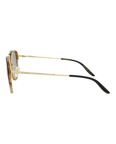 Shop Gucci Aviator-style Acetate Sunglasses In Brown