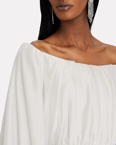 Shop Solace London Ayla Satin Off-the-shoulder Top In Ivory