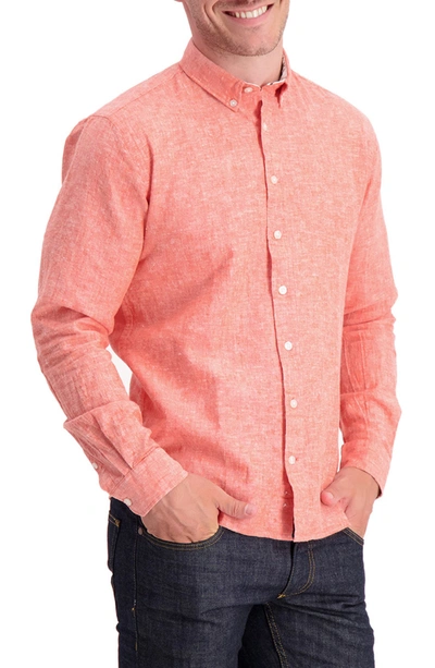 Shop Lindbergh Solid Cotton Regular Fit Shirt In Orange