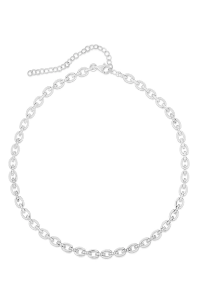 Glaze Jewelry Sterling Silver Link Choker Necklace In Silver