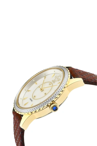Shop Gv2 Siena Mother Of Pearl White Dial Diamond Red Leather Strap Watch, 38mm In Burgundy