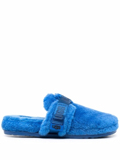 Shop Ugg Fluff Wool Slippers In Blau