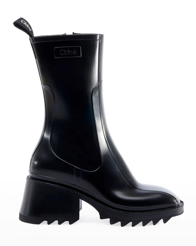 Chloé Chloe Women Black Rubber Ankle Boots In Black