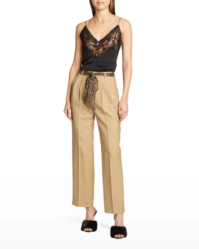 Shop Saint Laurent Wool Straight-leg Pants In Brown