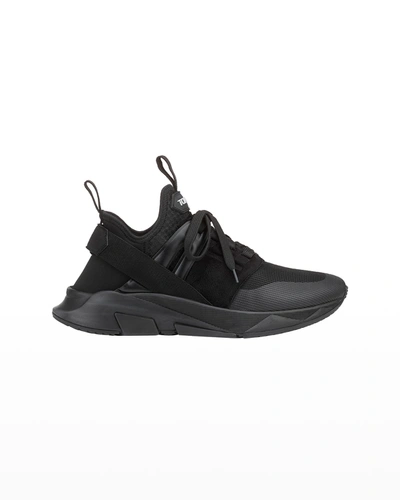 Shop Tom Ford Knit Runner Sneakers In Full Black