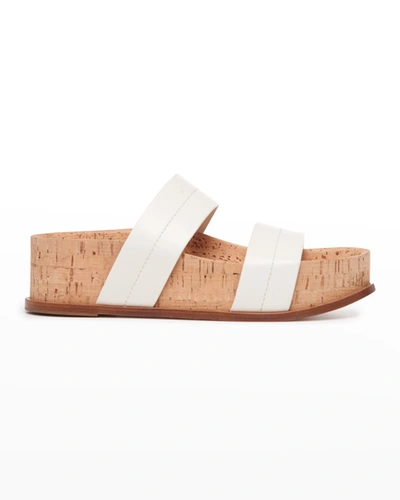 Shop Gabriela Hearst Striker Leather Cork Slide Sandals In Cream