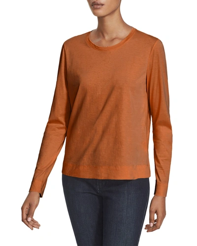 Shop Lafayette 148 The Modern Long-sleeve Tee In Cappuccino