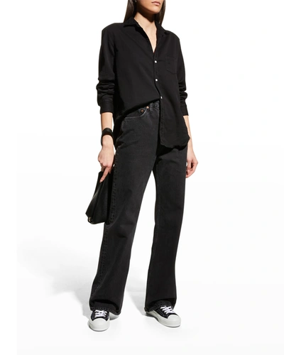 Shop Frank & Eileen Eileen Raw-edge Button-front Shirt In Blackout