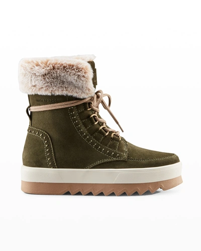 Shop Cougar Vanetta Polar Plush Suede Winter Booties In Olive