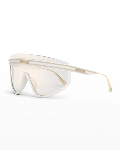 Shop Dior Club M2u Wrap Injection Plastic-metal Shield Sunglasses In 25c Ivory/smoke