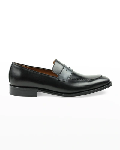 Shop Bruno Magli Men's Arezzo Braided Leather Penny Loafers In Black/grey Leathe