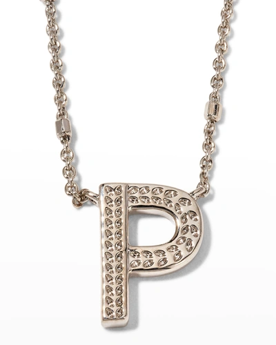 Shop Kendra Scott Letter P Pendant Necklace In Rhod Metal
