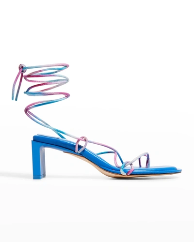 Shop Miista Alberta Multicolored Strappy Ankle-wrap Sandals In Orion Blue