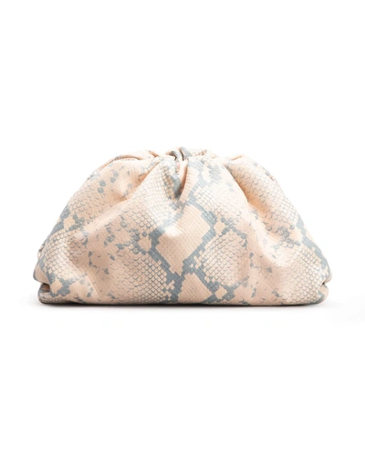 Shop Bottega Veneta The Pouch Teen Python-print Clutch Bag In Cantaloupe