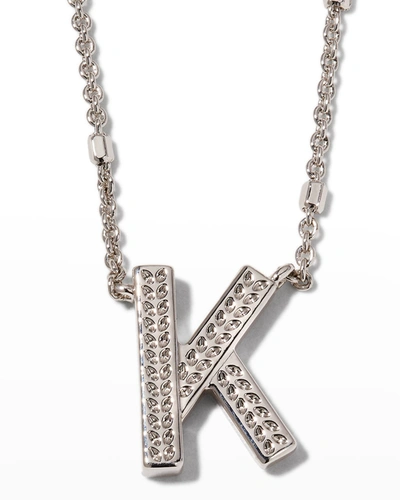 Shop Kendra Scott Letter K Pendant Necklace In Rhod Metal