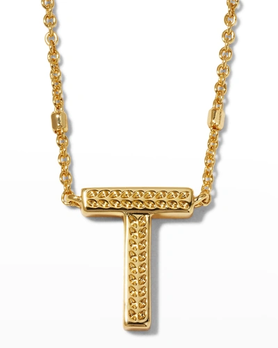 Shop Kendra Scott Letter T Pendant Necklace In Gold Metal